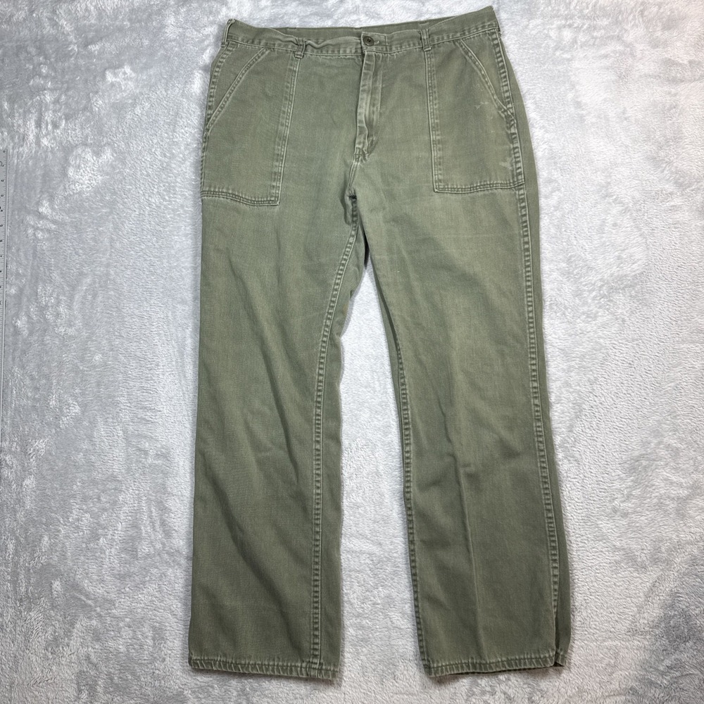 Vintage Five Brother Pants Mens Green 36x29 Union Made USA Sateen OG-107 60s